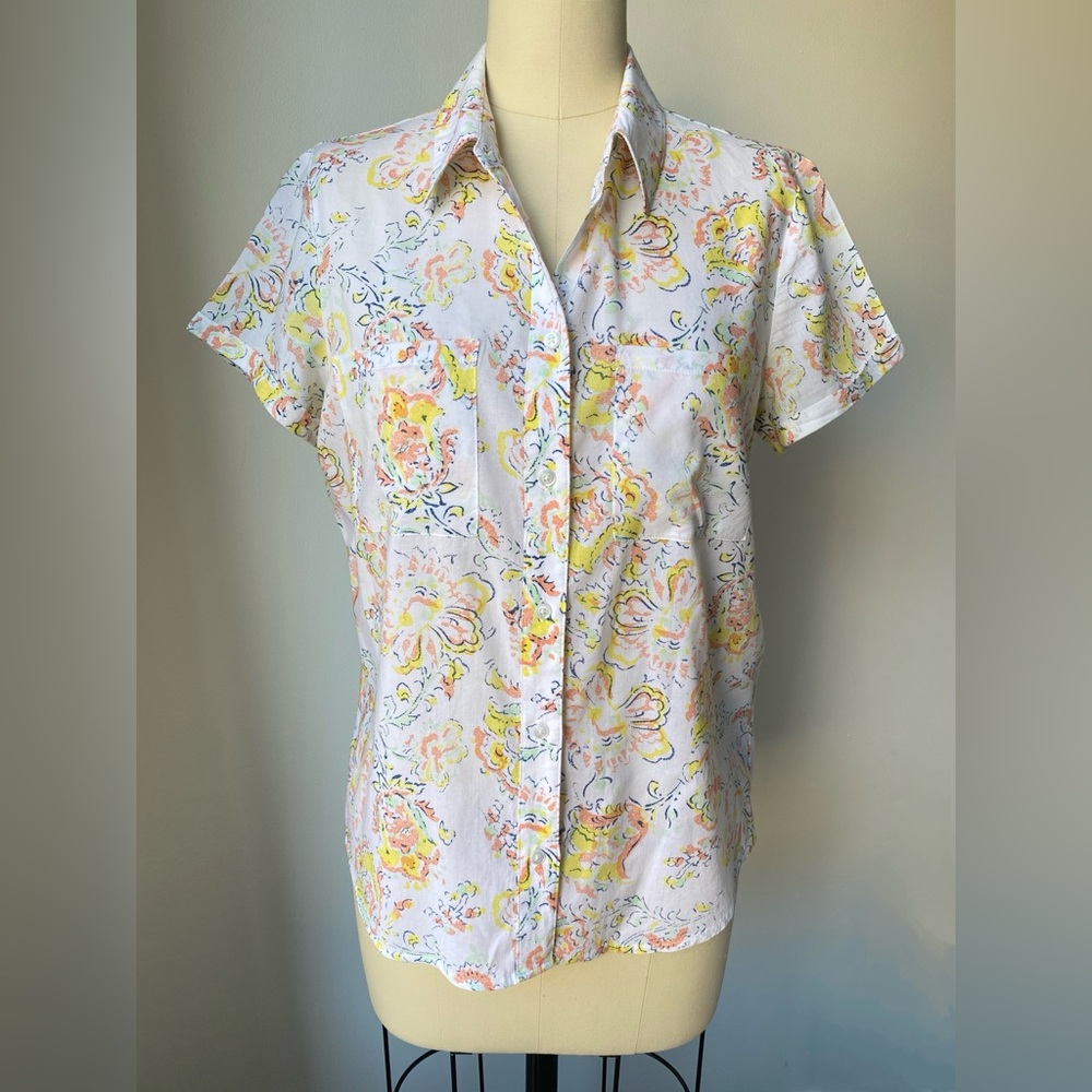 Levi’s Classic White Cotton Blend Button-Down in Pastel Floral Print